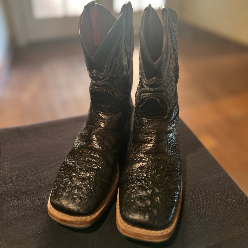 Kids Black Leather Western Boots